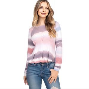 Mauve Lavender Tie Dye Long Sleeve Top